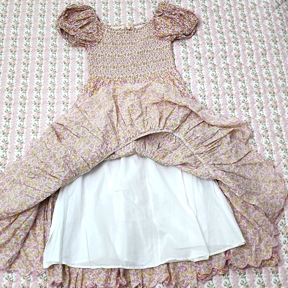 Loveshackfancy Masie Fruity Punch Floral Puff Sleeve Smocked Dress XS - Picture 16 of 17
